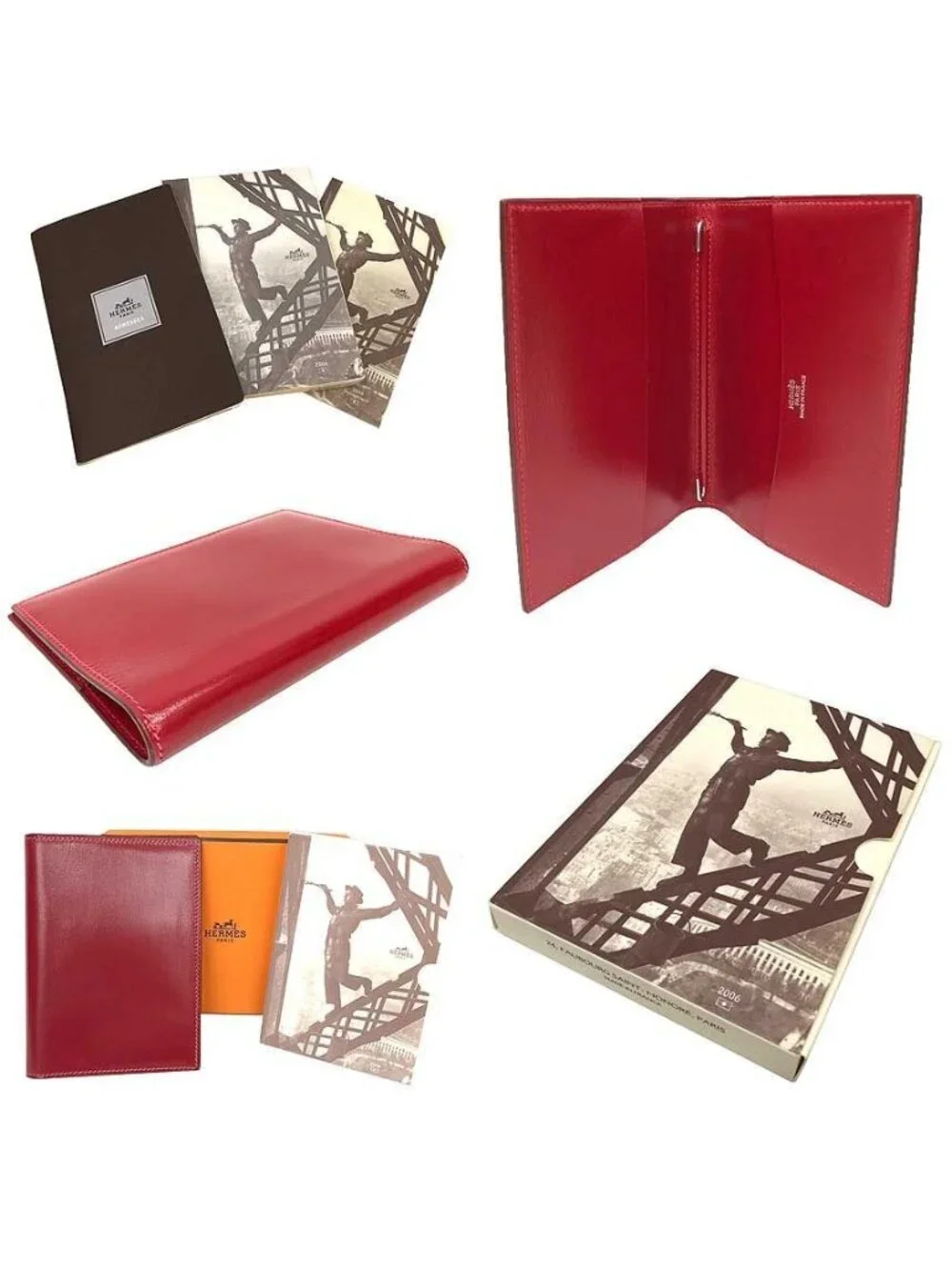 Hermes Agenda GM Notebook Cover Calfskin Leather Red